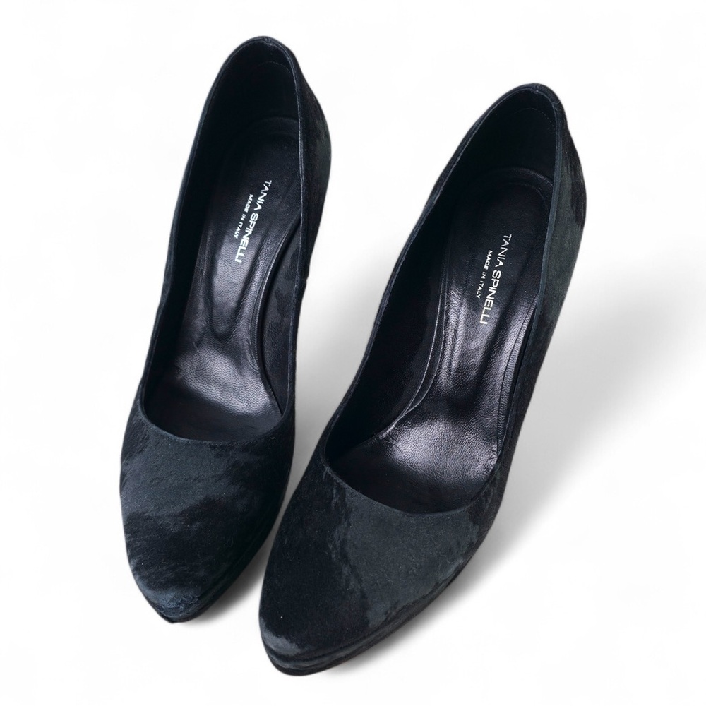 Tania Spinelli Italy Black Calf Hair Platform Pumps - Size 39 - Picture 2 of 5